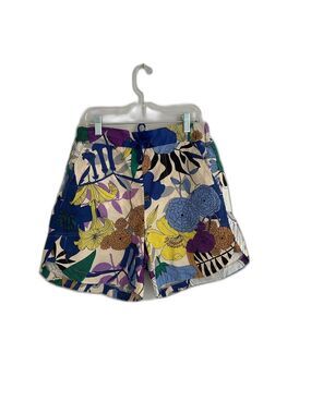 Vilagallo Floral Print Shorts Size 40 Colorful High Rise Resort Spain